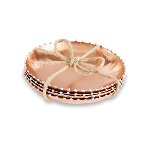 Sous-verres ronds recyclés en métal avec trou Lot de 6 pièces, Sous-verre en métal Lot de 6 - Product Image 4