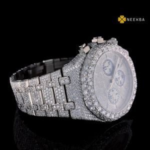 Montre de chronographe de Moissanite-passage de testeur de diamant, montre de Moissanite fait main de 100%-vente en gros et au détail du fournisseur indien - Product Image 3