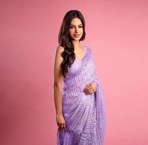 La plus belle et la plus attrayante georgette, lourde séquence, saree de travail avec blouse pièce indienne, vêtements pour femmes, pas cher, prix bas, vente en gros - Product Image 2