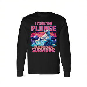 Camiseta de manga larga con gráfico Polar Bear Plunge Survivor, diversión en aventuras de invierno - Product Image 2