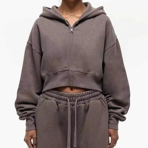 Ensemble de survêtement pour femme avec logo personnalisé, sweat à capuche zippé effet vieilli, jogging, ensemble deux pièces, ensemble de survêtement pour femme, ensemble de survêtement pour femme 2026 - Product Image 2