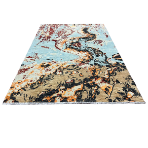 Alfombra de tejido persa para decoración de suelo, tejido anudado a mano de lana/bambú, recién llegado, Fabricación en la India - Product Image 1