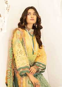 Dames pakistanaises formelles à manches longues en dentelle florale fermetures à glissière 100% coton lin robe d'été AA IMPEX marque - Product Image 5