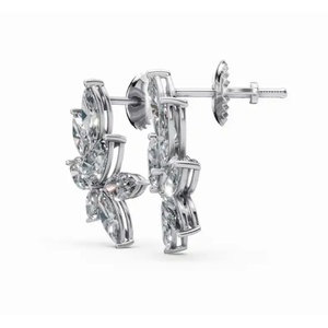 Boucles d'oreilles clous en or 14 carats durables, avec diamants de laboratoire de forme marquise et poire, bijoux de créateur, vente en gros, fournisseur OEM - Product Image 2