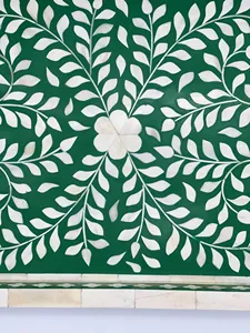 Bandeja grande de madera MDF hecha a mano, bandeja de servicio con incrustaciones de hueso Floral cuadrada personalizada, acento de perla para cocina, decoración navideña, comida de frutas - Product Image 4