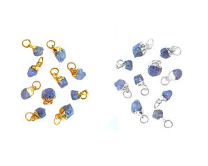 Natural Rough Tanzanite Gemstone Size 8-10mm Gold Electroplated Birthstone <b>Charm</b> Pendant December Birthstone Jewelry's Pendant's - Product Image 1