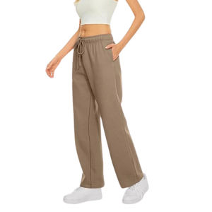 Pantalons de survêtement pour femmes de haute qualité, respirants, à séchage rapide, taille mi-haute, évasés, avec poches latérales, coupe régulière, style à devant plat - Product Image 4