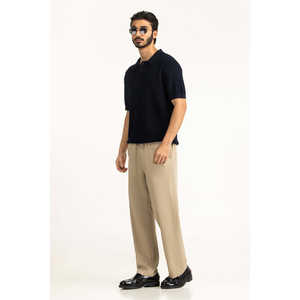 Polo B 100% Coton Coupe Classique avec Col Brodé Foncé Anti-Plis Motif Uni Vêtement de Golf de Haute Qualité - Product Image 3