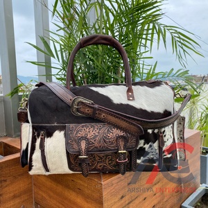 กระเป๋าดัฟเฟลใบใหญ่หนังวัวแท้, กระเป๋าหนังแท้สำหรับใส่สัมภาระข้ามคืนกระเป๋าเดินทางใช้ได้ทั้งชายและหญิง - Product Image 1