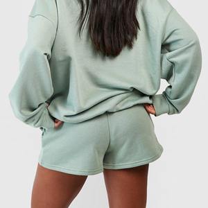 Nouveaux shorts de sport d'été personnalisables à la mode, 2 coutures, taille mi-haute, imprimé bouffant, couleur unie, respirant, séchage rapide, en molleton de coton - Product Image 3