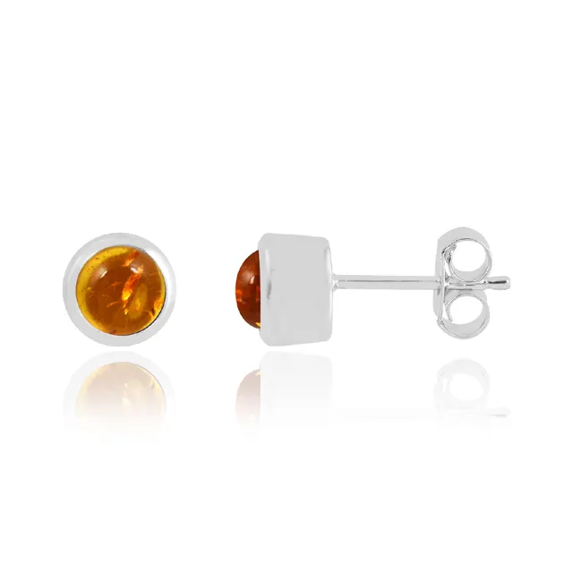 Klassieke Hoge Kwaliteit Stud Vrouwen Schattig Cadeau Feest Sieraden 925 Sterling Zilver Amber Edelsteen Oorbellen