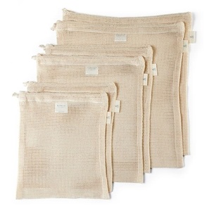 Impression personnalisée de Logo, sacs en maille de coton avec cordon de serrage, filet en maille lavable et réutilisable, Recyclable, biodégradable et écologique - Product Image 6