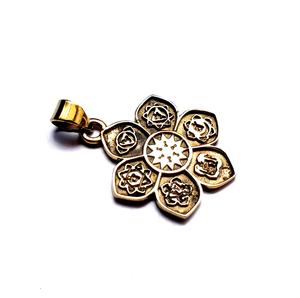 Collier avec pendentif en laiton motif fleur, Yoga Chakra - Product Image 2