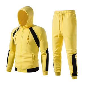 Conjunto Deportivo para Hombre con Bloques de Color, Sudadera con Cremallera y Pantalones Jogger, Felpa Suave, Ropa Deportiva Cálida, Informal, para Gimnasio, Entrenamiento - Product Image 1