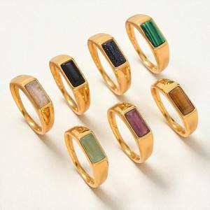 Bague en argent 925 Rectangle Blue Sunstone Gemstone-Chevalière faite à la main-Bague personnalisée Bijoux - Product Image 2