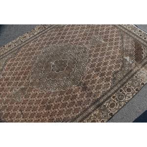 Alfombra turca Vintage clásica marrón Beige 5,9X8,4 pies diseño de retales de área grande para pasillo dormitorio lana látex habitación mesita de noche alfombra - Product Image 5