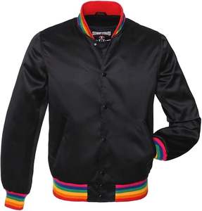 Custom Fashion Zip Embroidery Logo Retro Vintage Streetwear Bomber Jacket Men Stand <b>Winter</b> Reversible Quick Dry Polyester - Product Image 3