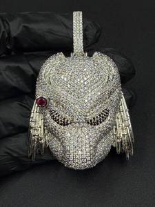 Colgante de Diamante Moissanita de Corte Redondo Estilo Cazador de Extraterrestres, Joyería Fina de Plata 925, Colgantes y Dijes Hip Hop - Product Image 4