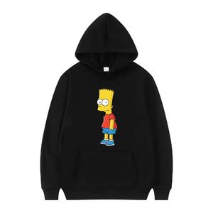 Pulls tendance pour hommes et femmes, motif Les Simpson, gris, coupe ample et sportive, avec capuche, pas cher - Product Image 2