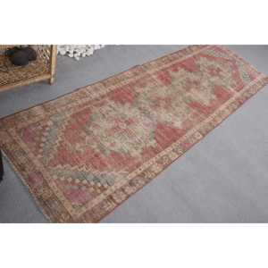 Vintage Classic <b>Wool</b> Rug <b>Red</b> and Green Patchwork Design Handmade 9x12 Rectangle Plush Pile Height for Entryway 2.7 X 8.8ft" - Product Image 2