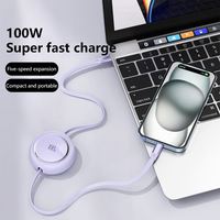 Buen precio Mini 100W 5A Cable USB retráctil de carga rápida Cables de cargador de nailon de 1,2 M para MacBook