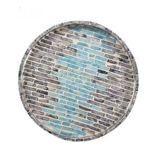 Design attrayant ustensiles de cuisine collations alimentaires plateau de service rond en nacre noire plateau de service pour les meilleures ventes - Product Image 6