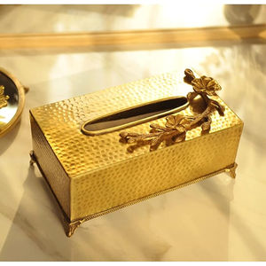 Caja de pañuelos cuadrada de Metal dorado moderno servilletero caja de pañuelos de Metal sólido de calidad superior para decoración de sala de estar de baño - Product Image 6