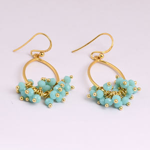 Amazonita natural 925 plata esterlina cuentas redondas pendientes joyería - Product Image 1