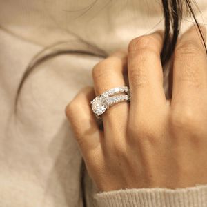 Round Cut Diamond Shaped 4 Prong <b>Set</b> Bridal <b>Set</b> For <b>Women</b> - Product Image 1