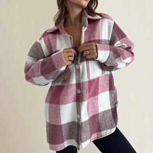 2025 chaqueta a cuadros de franela con forro de lana de Invierno para mujer con botón, Chaqueta de manga larga con capucha, abrigo para hombre, Chaqueta estilo motocicleta - Product Image 3