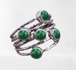 สปินเนอร์พลอยสีเขียวทึบแหวนเงินแท้925เครื่องประดับอัญมณีมรกตเงินแท้สำหรับเป็นของขวัญแหวนดีไซเนอร์ - Product Image 1