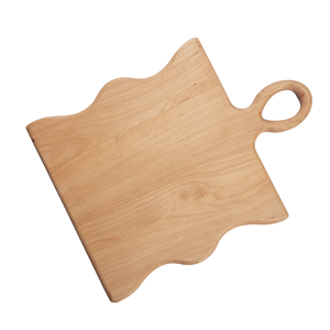 Planche à découper en bois de hêtre ondulé avec poignée - Planche de service décorative en bois massif naturel - Ustensiles de cuisine écologiques - Product Image 1