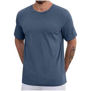 Camisetas de Verano para Hombre, Cuello en V, Manga Corta, Tejidas, 100% Algodón, Estilo Hip Hop, Secado Rápido, Transpirables, Color Sólido, Casuales y a la Moda - Product Image 5