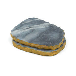 ชุดแผ่นรองแก้วหินอ่อนสีเทาทำด้วยมือแผ่นรองเครื่องดื่มจากหินธรรมชาติ - Product Image 1