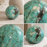 Sphère de cristal d'amazonite naturelle polie, pierre précieuse bleu-vert, pour la décoration intérieure, la méditation, la collection et un cadeau unique