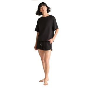 RELEVO INDUSTRIES Men's Plain Black Cotton <b>Knitted</b> Two Piece Summer T-Shirt and Shorts <b>Set</b> Breathable Casual Outfit Model 065 - Product Image 5