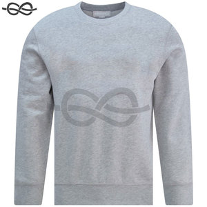 เสื้อสเวตเตอร์คอกลมผ้าคอตตอนสีเทาเสื้อสเวตเชิ้ต100% แต่งขอบเสื้อสเวตเชิ้ต - Product Image 1