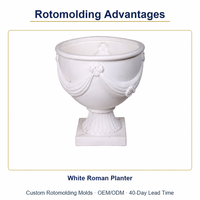 Moule de pot de fleurs en rotomoulage sans frais de fraisage, moule domestique, jardinière blanche à base carrée de style romain, OEM ODM, couleur personnalisée, directement de l'usine