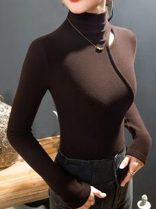 Pulls décontractés pour femmes, col roulé, manches longues, hauts chauds avec col semi-haut, chemise d'hiver, mode pour femmes - Product Image 6