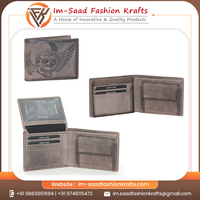 Dompet Pria Kulit Asli Embos Kustom dengan Rantai Dekoratif Kualitas Ekspor Premium Pasokan Grosir