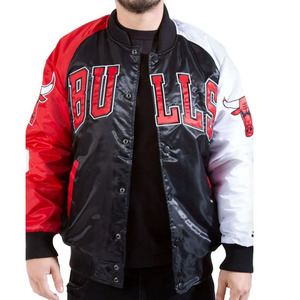 Chaqueta Bomber Clásica Unisex de Lana con Cuello Alto, Logos Bordados, Estilo Deportivo, Cómoda, Resistente al Viento, Diseño Varsity - Product Image 1