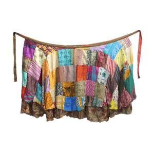 Vintage Reversible Dress Magic Wrap Around <b>Skirt</b> Recycled <b>Patchwork</b> in Chiffon Silk Sari Fabric - Product Image 2
