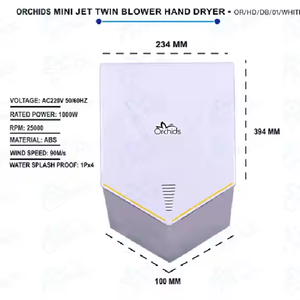 Sèche-mains mural en plastique sans contact avec système de capteur de débit d'air rapide pour toilettes publiques, hôtels, restaurants et bureaux - Product Image 4