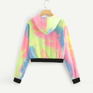 เสื้อฮู้ดครอปท็อปผู้หญิงลายมัดย้อม ผ้าหนาสำหรับฤดูหนาว ดีไซน์ใหม่สั่งทำได้ ไซส์พลัส แฟชั่น ไม่เป็นขุย ระบายอากาศได้ดี - Product Image 2