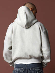 เสื้อฮู้ดผ้าฝ้ายหนาแบบมีซิปสำหรับผู้ชาย, เสื้อครอปโอเวอร์ไซส์โอเวอร์ไซส์ออกแบบโลโก้ได้ตามต้องการ - Product Image 3