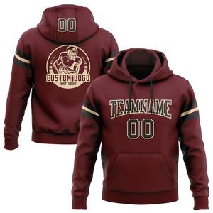Vente en gros, livraison directe, sweat-shirt à capuche cousu sur mesure pour football noir bordeaux - Product Image 1