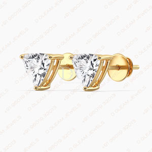 Pendientes de Diamante Moissanite con Corte Triangular, Tres Puntas, Plata con Baño de Rodio, Perfil Cuadrado, Elegantes y Modernos, Regalo para Fiestas y Bodas - Product Image 2