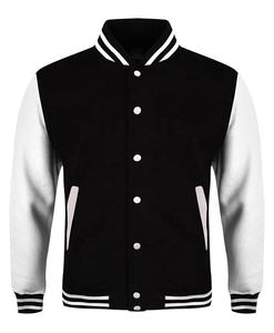 Chaqueta Universitaria con Mangas de Cuero Genuino, Cierre de Cremallera, Tejido de Lana - Product Image 1