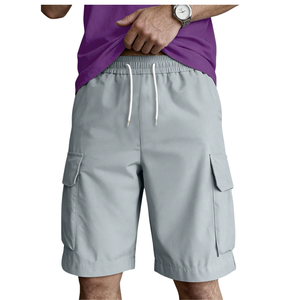 Mens <b>Lightweight</b> Woven <b>Cargo</b> Bermuda <b>Shorts</b> Elastic Drawstring Waist Multiple Pocket Casual Outdoor Summer Hiking <b>Shorts</b> - Product Image 1