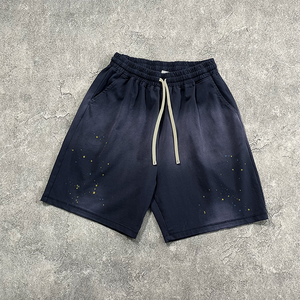 Short vintage personnalisé pour hommes, teinture solaire, délavé à l'acide, 100% coton, motif solide, impression bouffante sur les bords bruts - Product Image 1